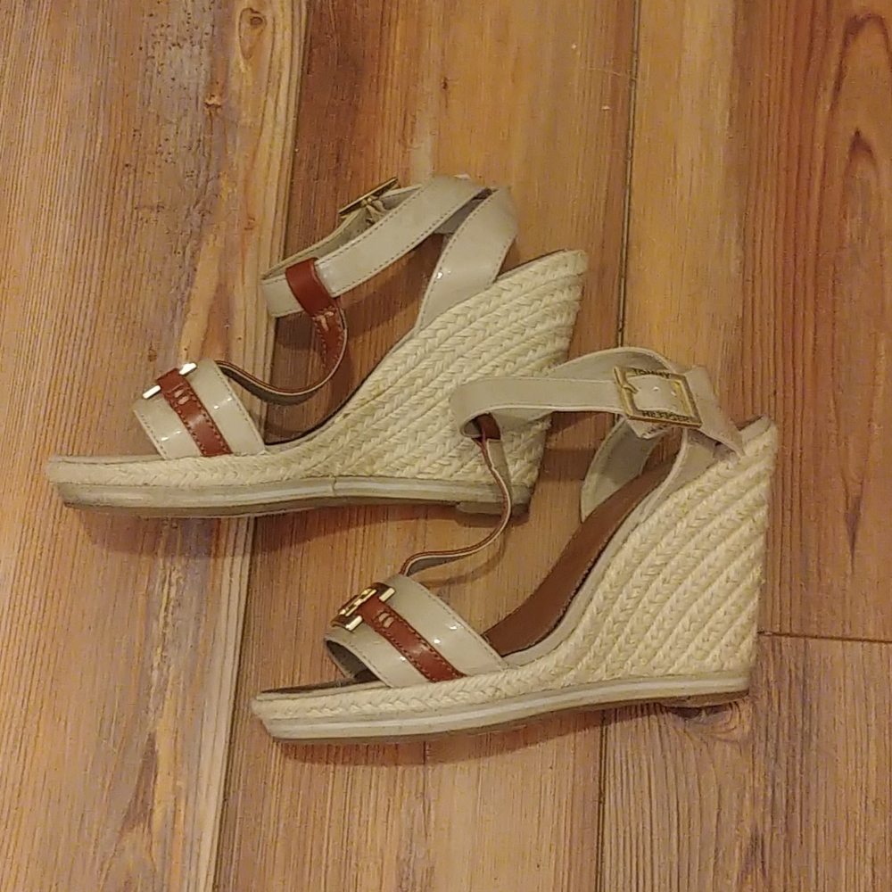 Tommy Hilfiger Tan, brown & gold wedge sandals